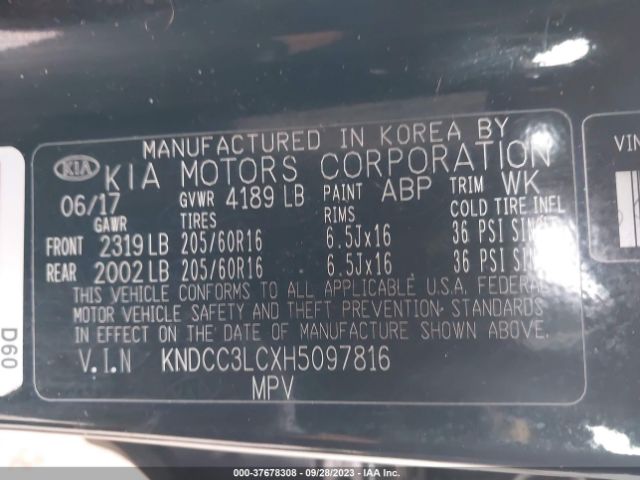 KNDCC3LCXH5097816 KIA NIRO EX