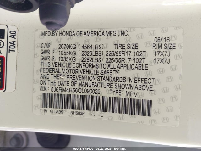 Honda CR-V EX 2016 5J6RM4H56GL090020 Image 16