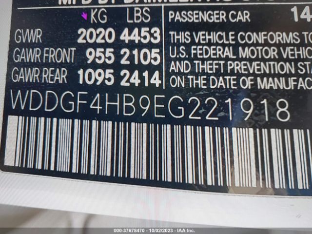 WDDGF4HB9EG221918 Mercedes-Benz C-class C 250