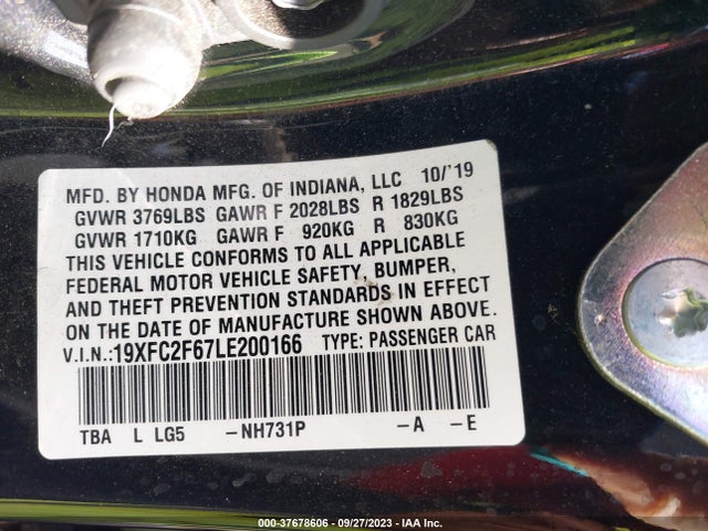 Honda Civic Sedan Lx 2020 19XFC2F67LE200166 Image 9
