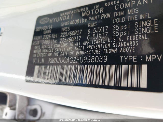 Hyundai TUCSON SE 2015 KM8JUCAG2FU998039 Image 9