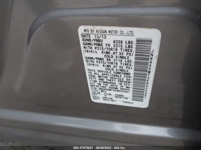 JN8AS5MT3EW600441 Nissan Rogue Select S