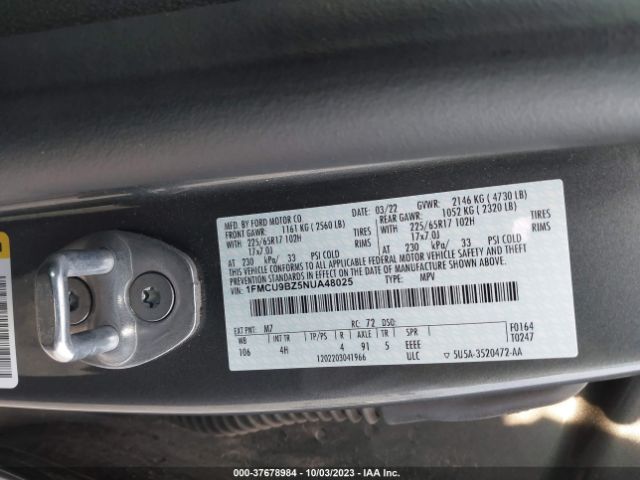 1FMCU9BZ5NUA48025 Ford Escape Se Hybrid