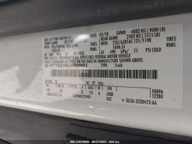 1FTYR2YM2JKB09853 Ford TRANSIT VAN
