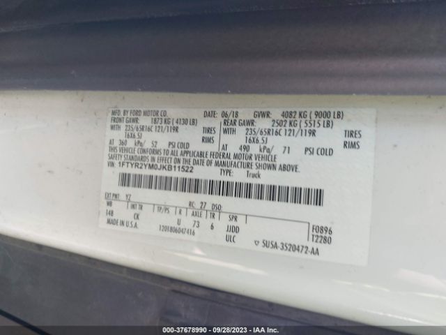 1FTYR2YM0JKB11522 Ford TRANSIT VAN