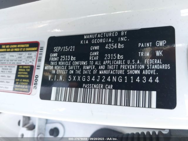 5XXG34J24NG114344 KIA K5 EX