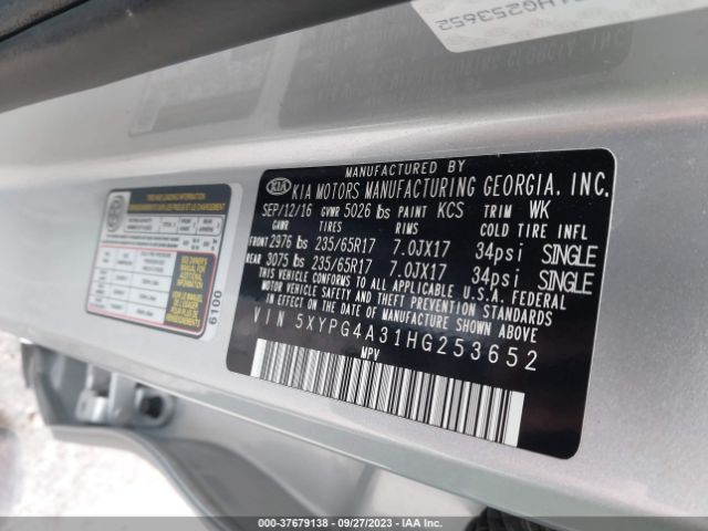 5XYPG4A31HG253652 KIA SORENTO L