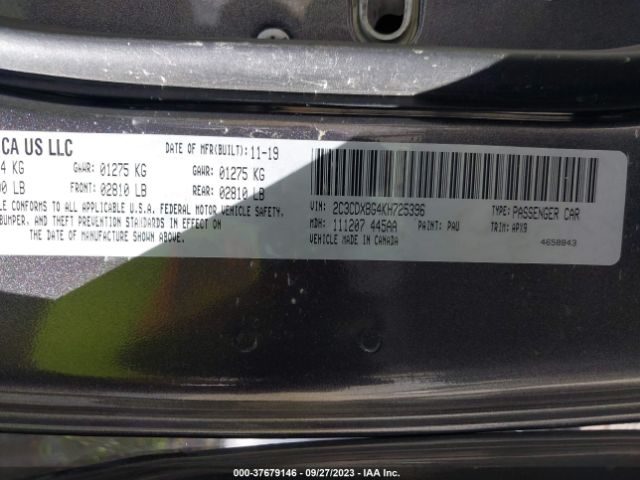 2C3CDXBG4KH725396 Dodge Charger Sxt