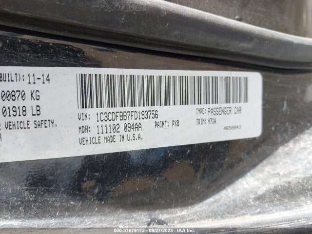 Dodge DART SXT 2015 1C3CDFBB7FD193756 Image 9
