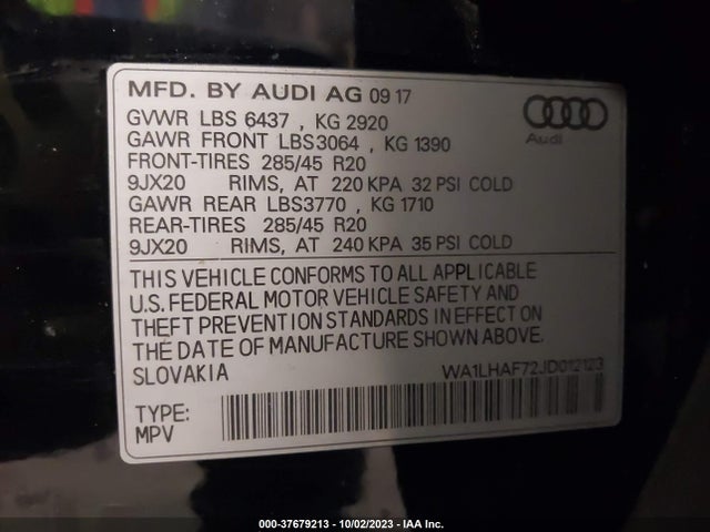 WA1LHAF72JD012123 Audi Q7 Premium Plus