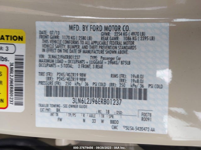 3LN6L2J96ER801237 Lincoln MKZ