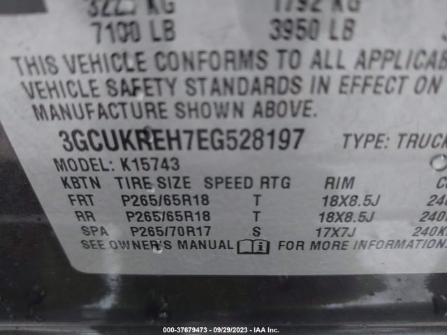 Chevrolet Silverado 1500 2lt 2014 3GCUKREH7EG528197 Image 9