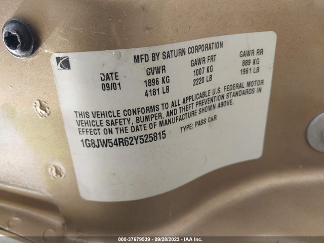 2002 SATURN LS VIN: 1G8JW54R62Y525815