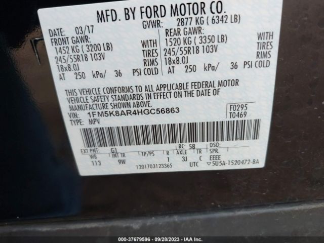 1FM5K8AR4HGC56863 Ford Utility Police Interceptor