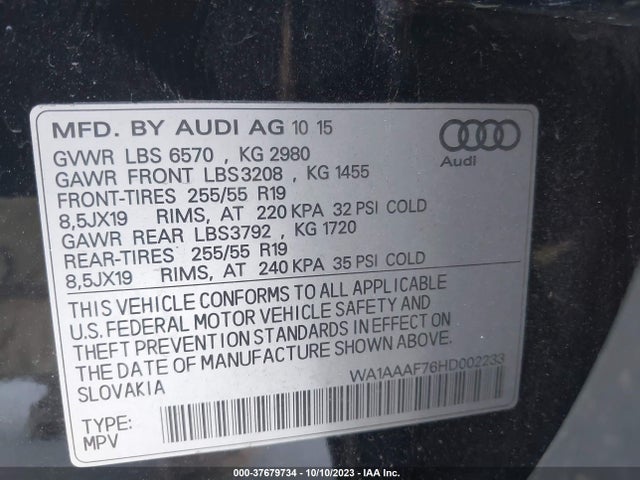 WA1AAAF76HD002233 Audi Q7 PREMIUM