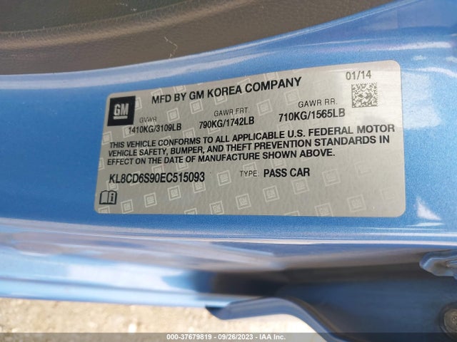 Chevrolet Spark 1lt Auto 2014 KL8CD6S90EC515093 Image 9
