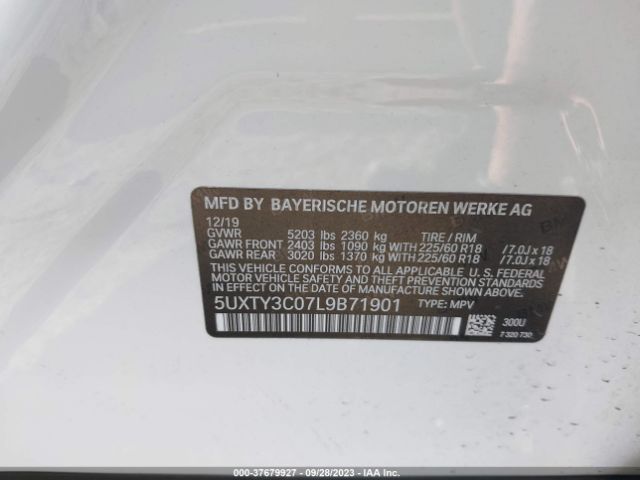 5UXTY3C07L9B71901 BMW X3 Sdrive30i