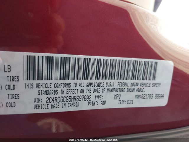 2C4RDGCG5HR697602 Dodge Grand Caravan Sxt