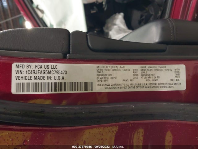 1C4RJFAG5MC795473 Jeep Grand Cherokee Laredo X