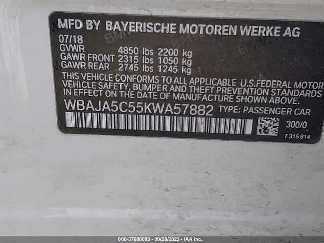 BMW 530I 2019 WBAJA5C55KWA57882 Image 9