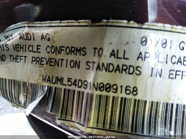 2001 AUDI A8 WAUML54D91N009168 Photo 8