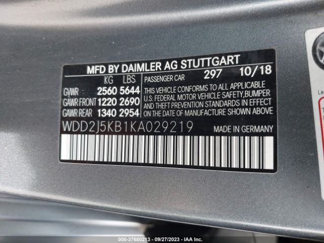 WDD2J5KB1KA029219 Mercedes-Benz Cls Cls 450