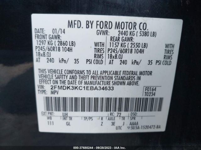 2FMDK3KC1EBA34633 Ford Edge Limited