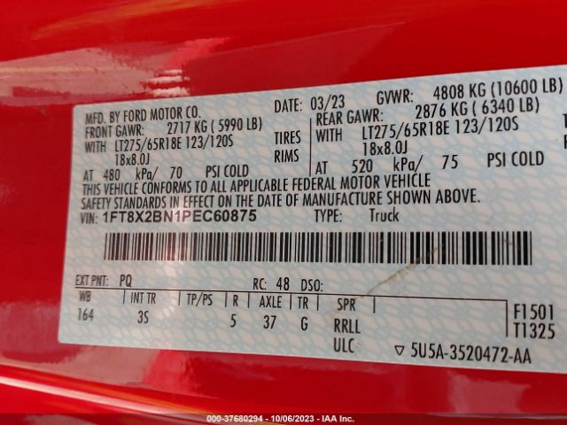 2023 FORD SUPER DUTY F-250 SRW 1FT8X2BN1PEC60875 Photo 8