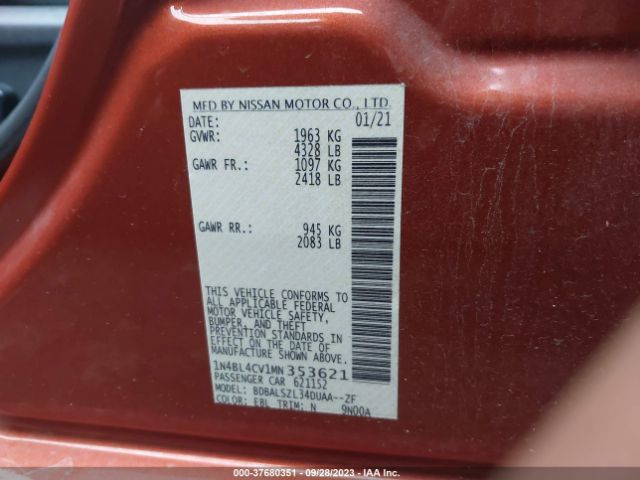 1N4BL4CV1MN353621 Nissan Altima 2.5 Sr