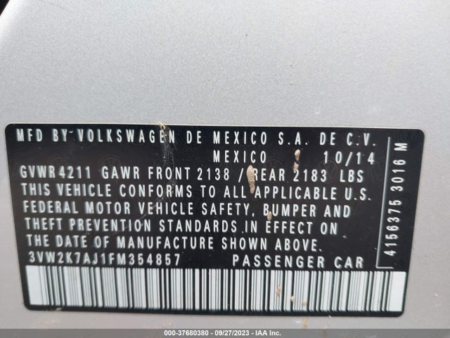 3VW2K7AJ1FM354857 Volkswagen Jetta Sedan 2.0l S W/technology