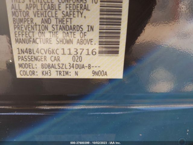 1N4BL4CV6KC113716 Nissan Altima 2.5 Sr