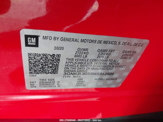 Chevrolet Blazer Lt 2021 3GNKBJRS9MS512889 Image 9