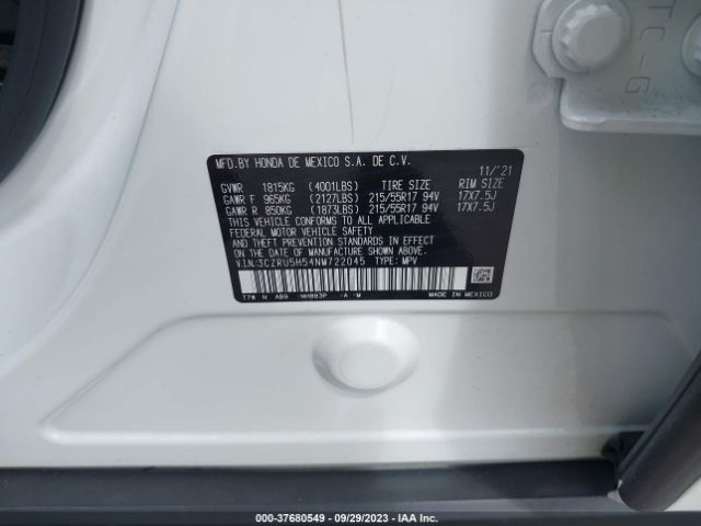 3CZRU5H54NM722045 Honda HR-V EX
