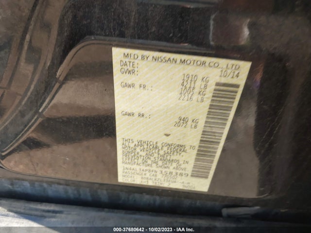 2015 NISSAN ALTIMA 2.5 SL VIN: 1N4AL3AP8FN358389