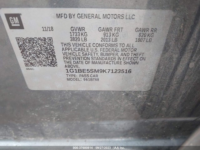 Chevrolet CRUZE LT 2019 1G1BE5SM9K7123516 Image 9
