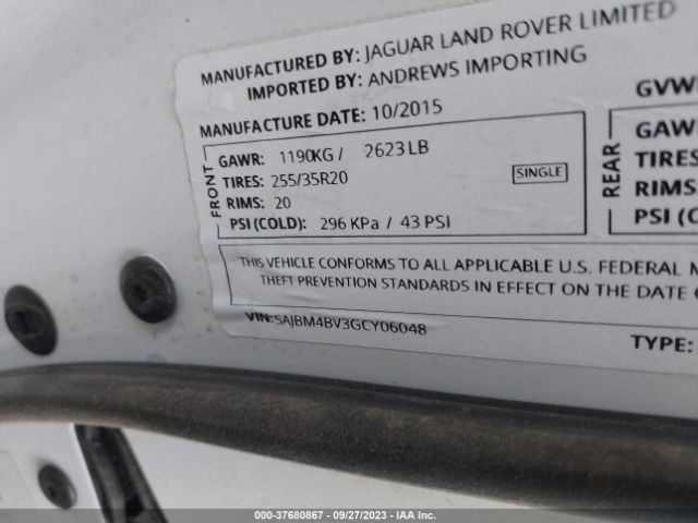 SAJBM4BV3GCY06048 Jaguar Xf S