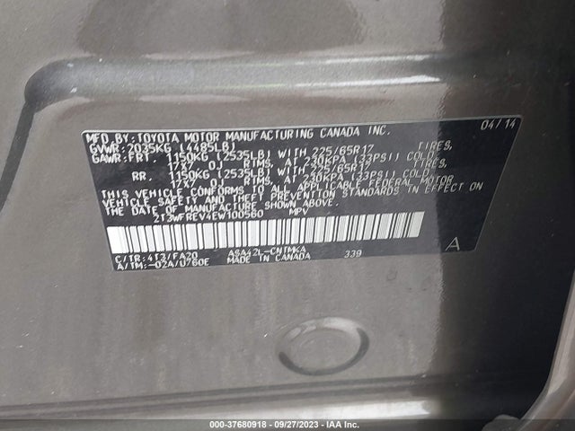 Toyota Rav4 Xle 2014 2T3WFREV4EW100560 Image 9