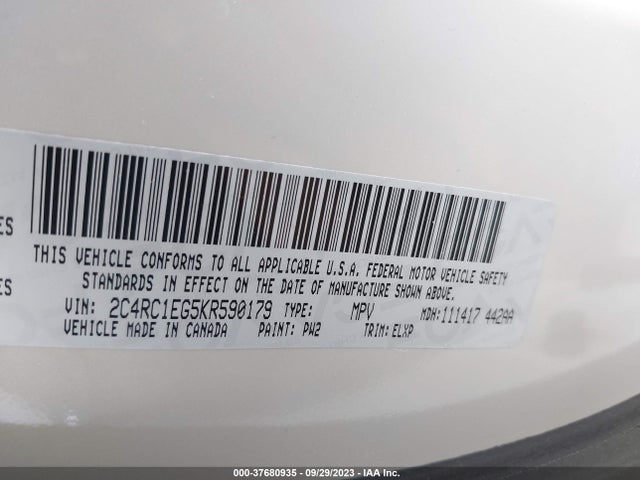 2C4RC1EG5KR590179 Chrysler Pacifica Touring L Plus