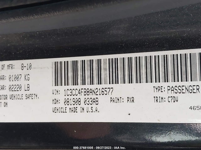 2010 CHRYSLER SEBRING TOURING VIN: 1C3CC4FB8AN216577