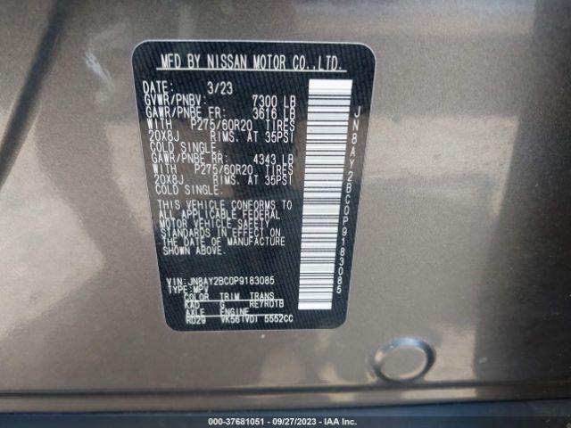 JN8AY2BC0P9183085 Nissan Armada Sl