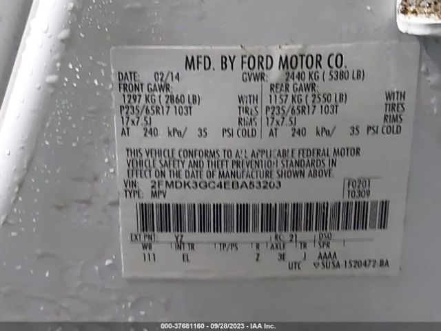 2FMDK3GC4EBA53203 Ford EDGE SE