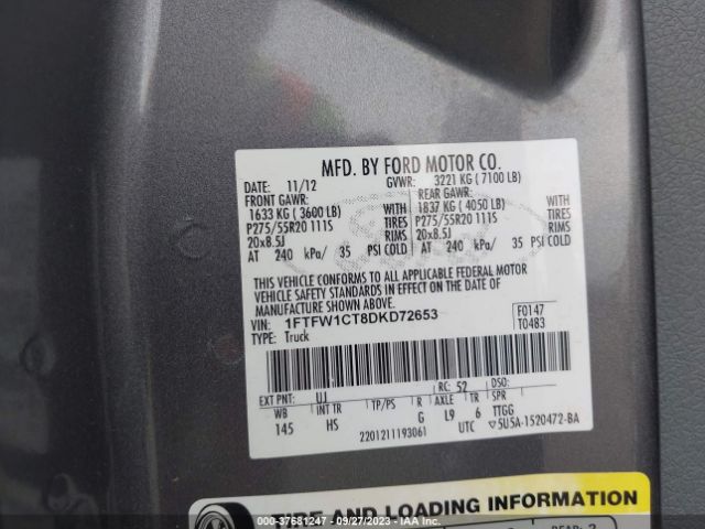 2013 FORD F-150 1FTFW1CT8DKD72653 Photo 8