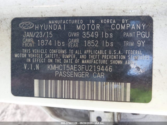 Hyundai dohc gdi gamma 2015 KMHCT5AE3FU219446 Image 9