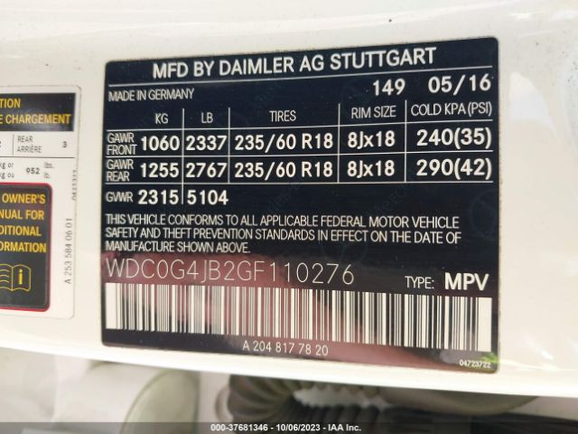 WDC0G4JB2GF110276 Mercedes-Benz Glc Glc 300