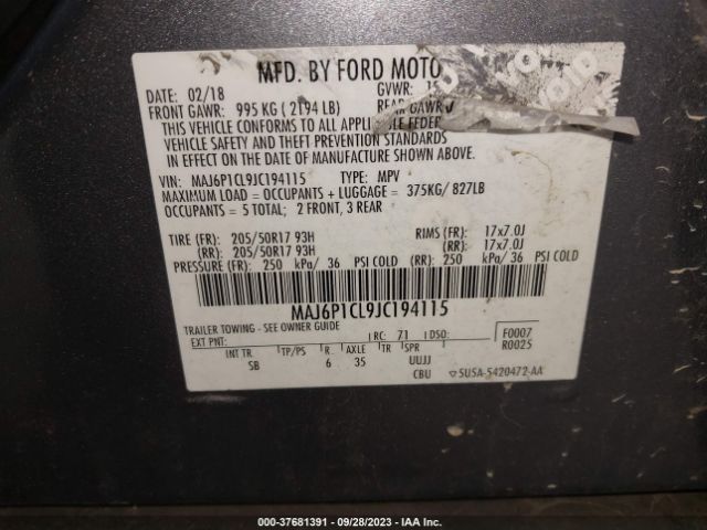MAJ6P1CL9JC194115 Ford Ecosport Ses