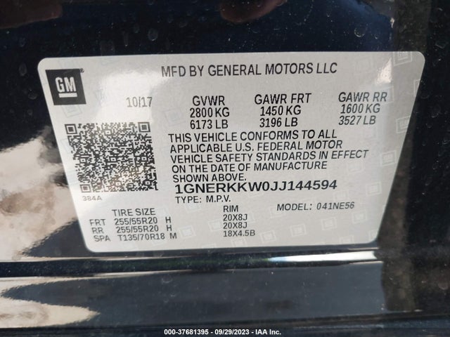 Chevrolet Traverse Premier 2018 1GNERKKW0JJ144594 Image 9