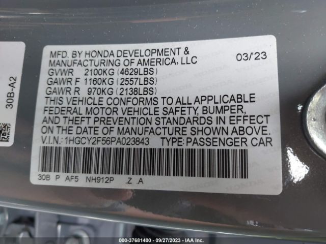 1HGCY2F56PA023843 Honda Accord Hybrid Sport