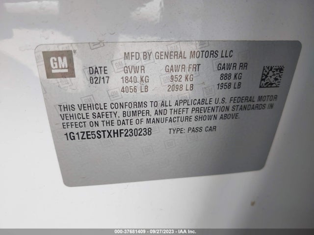 Chevrolet MALIBU LT 2017 1G1ZE5STXHF230238 Image 9
