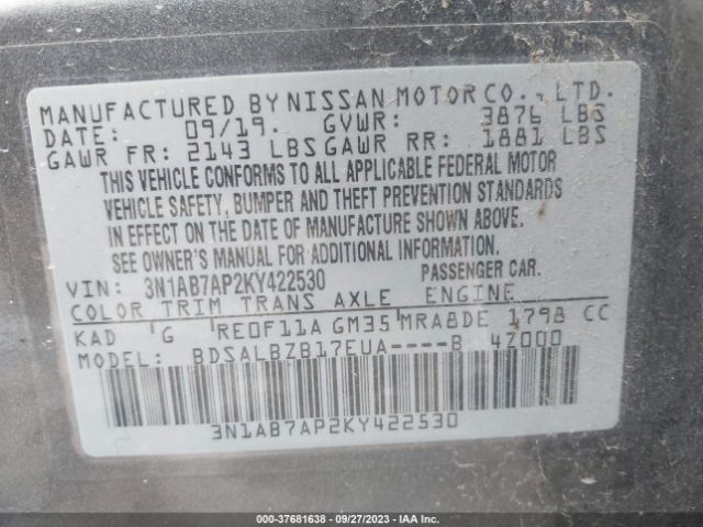3N1AB7AP2KY422530 Nissan SENTRA S