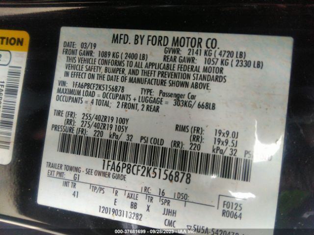 1FA6P8CF2K5156878 Ford MUSTANG GT